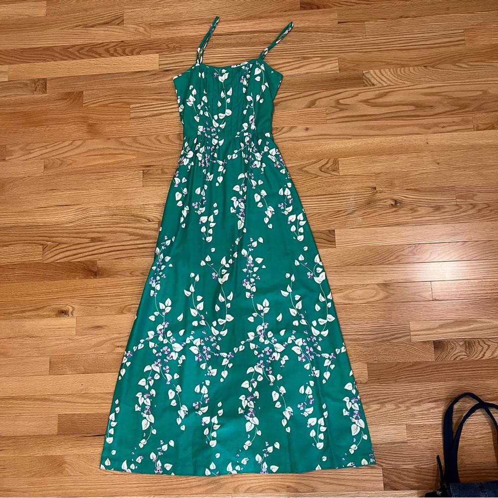 1960s Malia Honolulu Green Floral Vintage Sundress Size 6